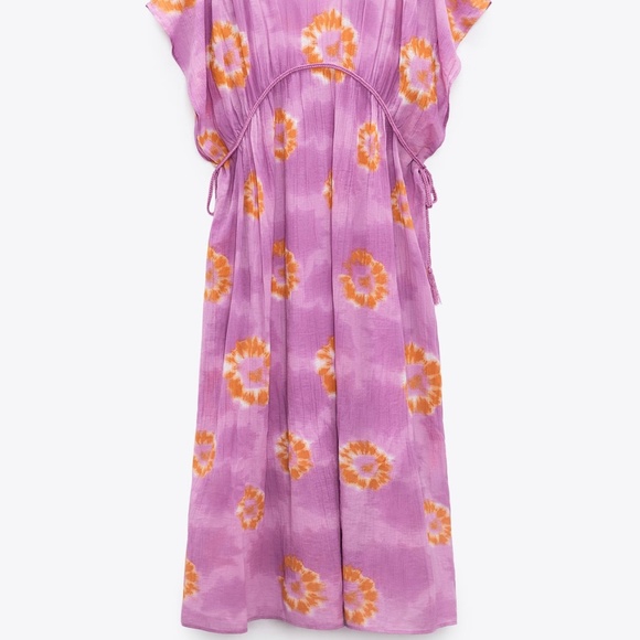 Zara limited edition printed cotton kaftan dress you cannot miss - Picture 6 of 8